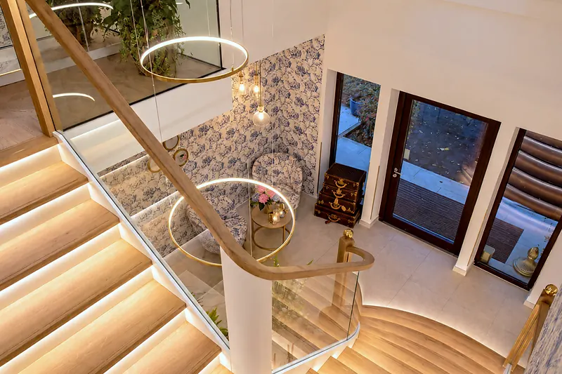 Stairs and wallpaper