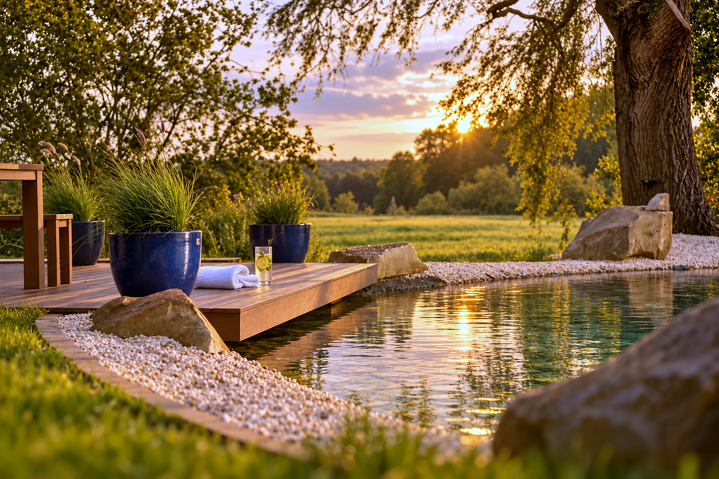 Holzsteg am Schwimmteich